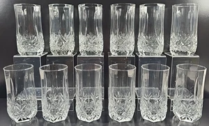 12 Cristal D'Arques Brighton Coolers Set Vintage Clear Cut Drinking Tumblers Lot - Picture 1 of 24