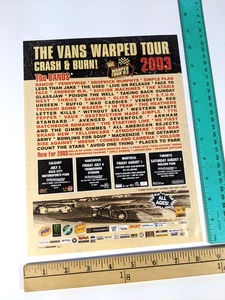 1-page Clipping: The Vans Warped Tour 2003 PRINT AD 2003 - Bild 1 von 2