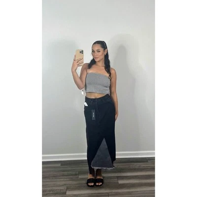 Top tubo Simon Miller en negro/blanco a cuadros grande sin tirantes cremallera lateral fiesta Foto 1 de 4