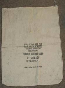 BORSA DI DEPOSITO BANCA VINTAGE IN TELA, RISERVA FEDERALE BANCA DI CHICAGO, ILLINOIS - Foto 1 di 1