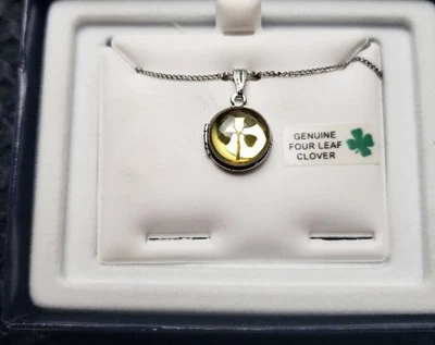 Sterling 925 Necklace 18" with 4 Genuine Leaf Clover Locket Pendent - Image 1 of 3