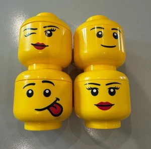 LEGO Storage Head Set - Mini Figure Head Stackable-Organizers Set If 4 Small - Picture 1 of 4