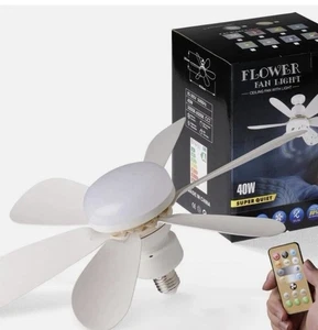 Flower Fan Light 40W Ceiling Fan with Dimmable Feature and Remote Control 20.5" - Picture 1 of 6