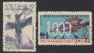 1965 N.VN Stamps 500th & 1000th US Warplane Shot Down Sc # 374 & 423 Used NH - Picture 1 of 1
