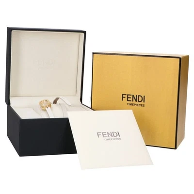 Fendi O'lock Women's Auroque Vertical White Gold Leather Belt Watch with Box - image 1 of 4