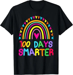 100th Day of School Teacher - 100 days smarter rainbow T-Shirt Hoodie - Picture 1 of 12