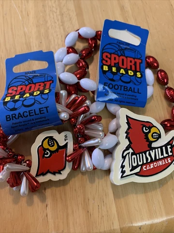 Louisville Cardinals Team Spirit Color Football Sports Beads Necklace Bracelet Cover
