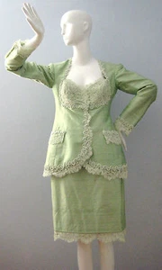 LORIS AZZARO Women's Size 7-8 Green Skirt Suit Dress (Made in France) - Bild 1 von 12