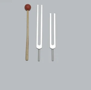 High Om Tuning Fork Ohm 2 pc kit +Mallet + Pouch Relaxation Meditation Healing - Picture 1 of 1
