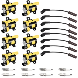 Spark Plug + Racing Ignition Coil Wireset For GMC Chevrolet Sierra SSR 6.0 V8 - Picture 1 of 1