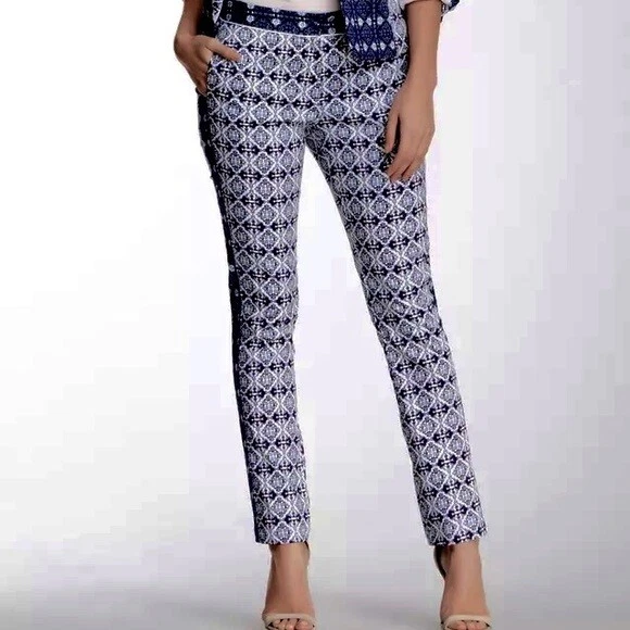 Nuevo con etiquetas Pantalón para mujer Romeo & Juliet Couture algodón azul blanco S Foto 1 de 4