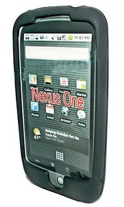 Funda protectora de poliuretano termoplástico de silicona para móvil negra para HTC Google Nexus One - Imagen 1 de 2