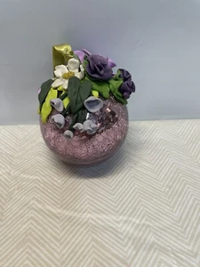 Vintage Hand Made Christmas Ornaments With Flowers  - Picture 1 of 3