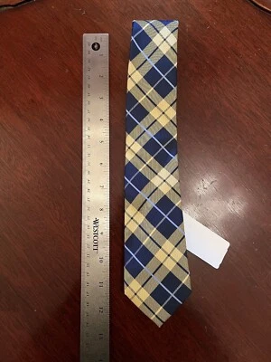 Gravata masculina Chaps, xadrez amarelo e azul - Imagem 1 de 4