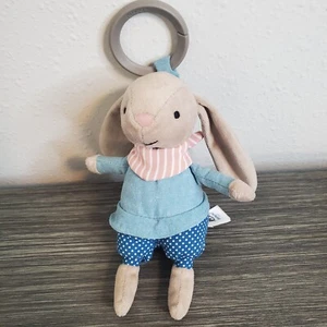 Jellycat Little Rambler Bunny Rattle Plush Stroller Toy Newborn+ 7" w/Ring EUC - Picture 1 of 5