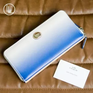 COACH Blue to White Gradient Zip-Around Long Wallet - Picture 1 of 11