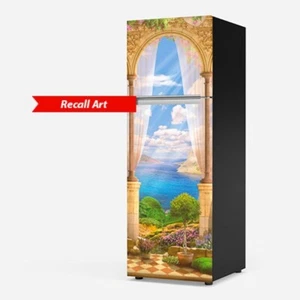 Envoltura de nevera con arco de piedra antiguo, cubierta. Frigorífico congelador superior. Peel n Stick - Imagen 1 de 11