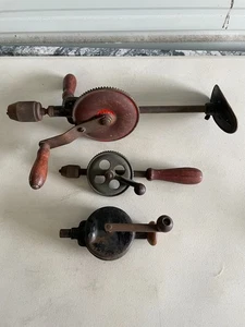 Vintage Hand Crank Drills Lot Of 3 - Picture 1 of 10