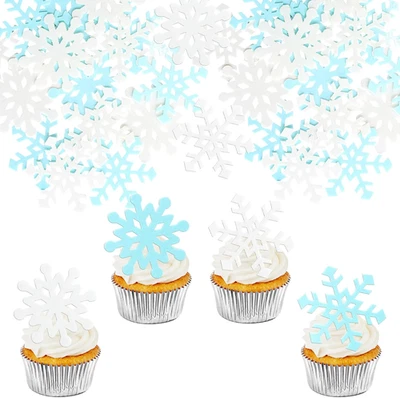 60 Piezas Comestibles Copo de Nieve Cupcake Toppers Comestibles Oblea Papel Invierno Tema Congelado Sn Foto 1 de 4