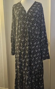 Blue Vanilla Curve Long Black Floral Womens Ladies Dress Size 28 - Picture 1 of 15