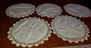 ED2 Vintage 5 REDONDAS Bordadas a Mano ENCAJE CARRETILLAS PERFECTAS SHABBY CHIC 10" - Imagen 1 de 4