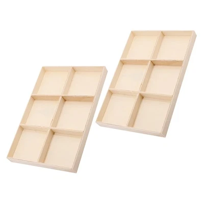 2 Pcs Jewelry Storage Case Wooden Box With 6 Compartments For Pendant Storage - Image 1 of 4