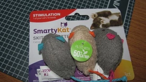 3 Pack Cat Toy Skitter Critters Mouse Catnip Kitten Gray/Cream Mice - Picture 1 of 2