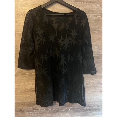 Mujeres Túnica con Cordones Cubierta Negra Talla M Verano Natación Luz Cuello en V Apt 9 Foto 1 de 4