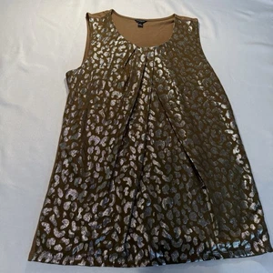 Ann Taylor Damengröße Large ärmellos Urlaub glänzende Seide Top braun mit Silber - Bild 1 von 11