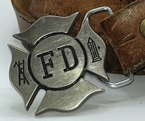 Vintage 60s 70s  Fire Fighter Firefighter Fireman Department Brass Belt Buckle - Picture 1 of 4