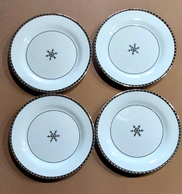 4) Plato de ensalada Target TRADICIONAL HOLIDAY 9" plateado copo de nieve porcelana blanca Foto 1 de 4