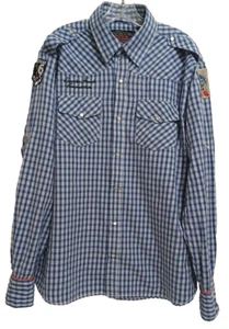 Wrangler Jeans Co Mens XL Western Shirt Pearl Snap Plaid Long Sleeve Blue White - Picture 1 of 17