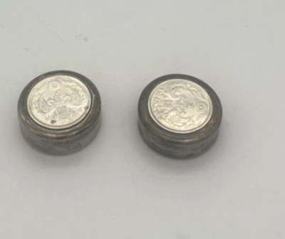 Contenedores decorativos antiguos japoneses de plata esterlina hechos por Sakura Foto 1 de 4