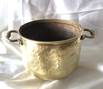 Alter Messing Übertopf, Blumentopf, Hammerschlag Design - Bild 1 von 4