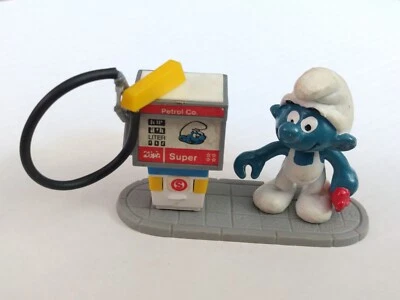 Schleich Vintage Pitufo PVC Figura RARO 2.0052 Gas Gas Gasolina Bomba Pitufo Set Foto 1 de 4