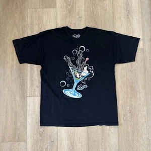 Bawidamann Shirt Men XL Black Pin Up Girl Martini Cocktail Poker Graphic T - Picture 1 of 10