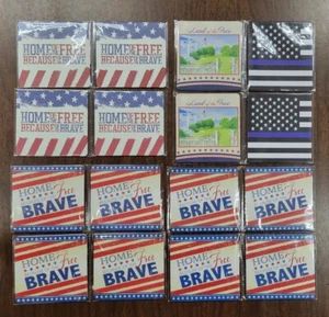 Lot of 16 - American Flag Coasters Police Blue Line - US Home of Brave  NEW - Picture 1 of 7