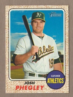 JOSH PHEGLEY 2017 Topps Heritage BRIGHT YELLOW BACK Parallel Card #55 A's /25 - Image 1 of 2