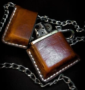 Leather Zippo lighter case. Cover for petrol lighter. Handmade. - Picture 1 of 6