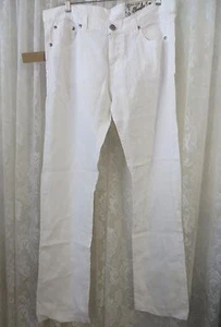 CLAUDIO Milano Natural Fabric PANT JEAN Linen 34 x 34 Eco Friendly WHITE - Picture 1 of 5