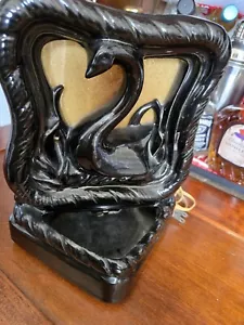 Lampada TV Swan con fioriera anni '50 vintage smalto nero, org elettrica funzionante - Foto 1 di 6