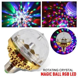 New 6W E27 B22 RGB Crystal Ball Auto Rotating LED Stage Light Bulbs Disco Party - Picture 1 of 12