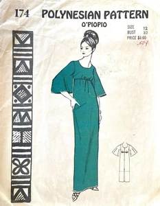 1960er polynesischer O'Piopio, Kleidungsmuster 174 Größe 12 UNGESCHNITTEN - Bild 1 von 2