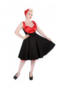 H&R LONDON HOT ON TOP CÓCTEL ROJO 50s PINUP RETRO VINTAGE PUNK PROM PARTY DRESS - Imagen 1 de 3
