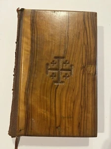 Holy Bible Jerusalem Wood Cover 1957 Red Letter Edition Gilded Old New Testament - Picture 1 of 12