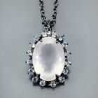 Natural Gemstone 28Ct+ Rose Quartz Necklace 925 Sterling Silver 18"/N19757