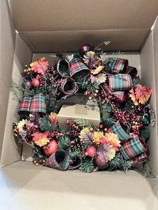 Grandin Road Belmont Wreath - Retired & Discontinued - Holiday Christmas Fall - Picture 1 of 10