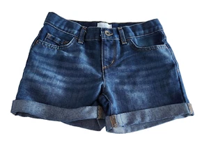 The Children's Place Girl's Roll Cuff Dark Wash Denim Shorts Size 8 - Picture 1 of 8