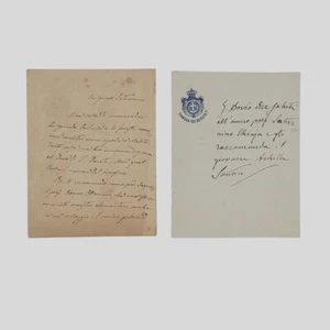 Autografo Giovanni Bovio Lettere richiesta raccomandazione a Saturnino Chiaia - Picture 1 of 5