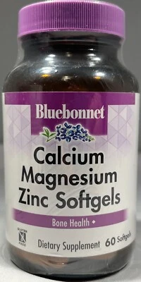 Cápsulas blandas Bluebonnet calcio magnesio zinc, 60 unidades - CAD: 1/25 Foto 1 de 2